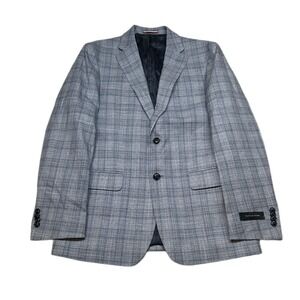 Tommy Hilfiger Conrad Sport Coat Mens 38R 38‎ Light Blue Plaid Stretch NEW $295